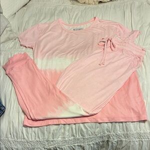 Koolaburra by Ugg Pink tie-dye top and pant lounge set
